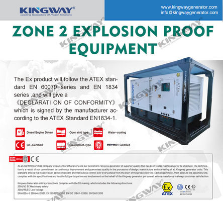 45kva 400v 50hz 3 phase 4 wire explosion proof diesel engine DNV2.7-1 Certified Lifting Frame ATEX diesel generator for zone 2