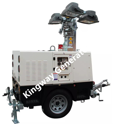 9m Lifting Height 230V Mobile LED Light Tower From Construction Sites