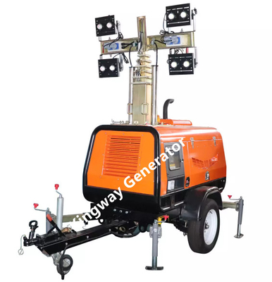 Telescopic Mast Metal Halide Lamp Led Lighting Tower 9m Mobile With Diesel Generator