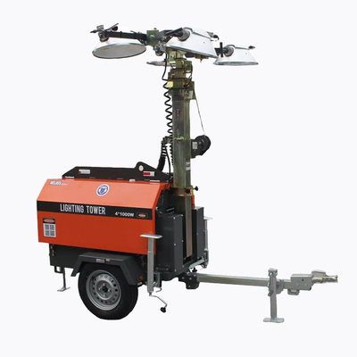 Mining Diesel Light Tower Adjustable With 4 Stable Legs Vertical Retractable Mast